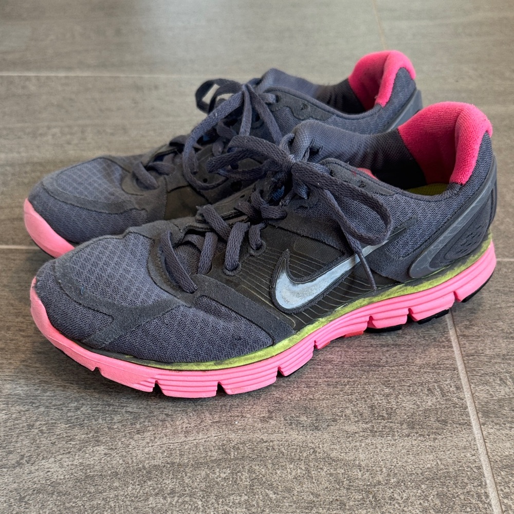 Neon Pink and Gray Nikes